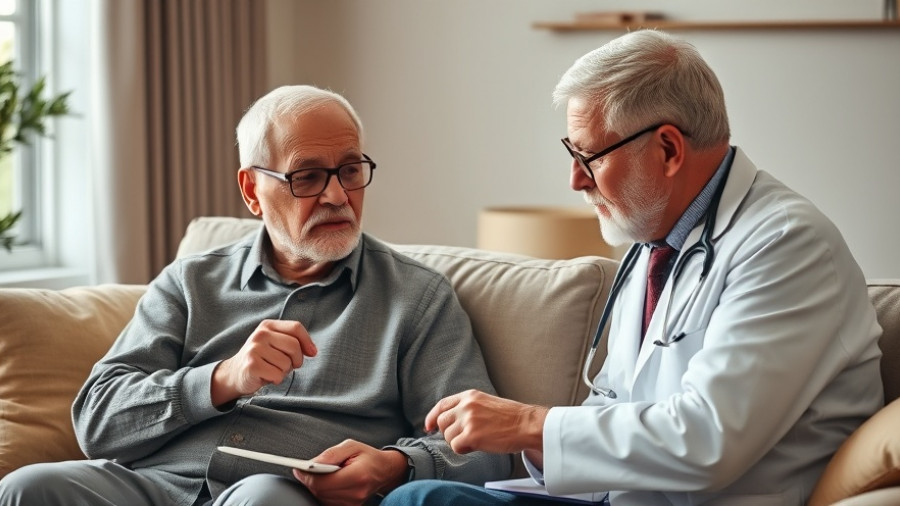 Older adult consulting a doctor about SGLT2 inhibitors for HFpEF treatment.