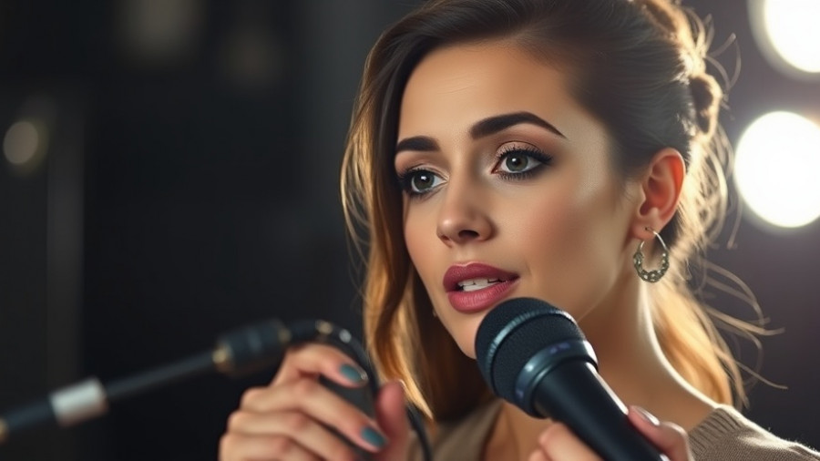 Confident woman discussing Molly Burke blindness in an interview setup