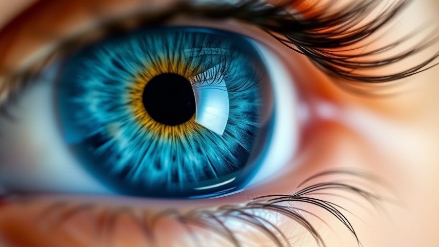 Close-up of blue eyes with intense focus, veligrotug improves life quality in TED.