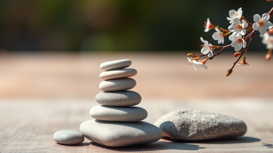 Balanced stones with cherry blossoms, Imposter Syndrome Strategies concept.