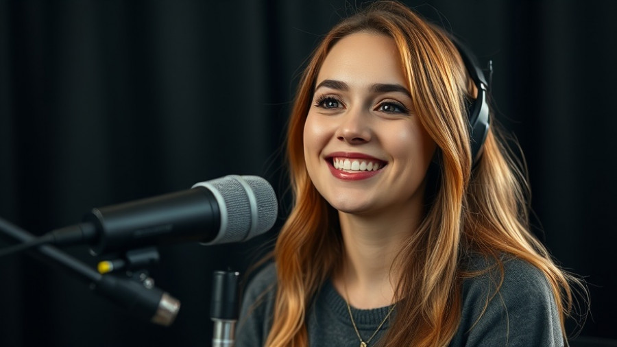 Young woman smiling during a podcast interview, illustrating the Health Benefits of Awkward Moments.