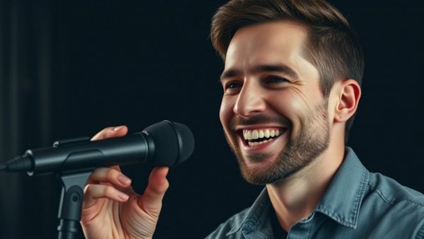 Podcast host discussing hormone tests in studio.