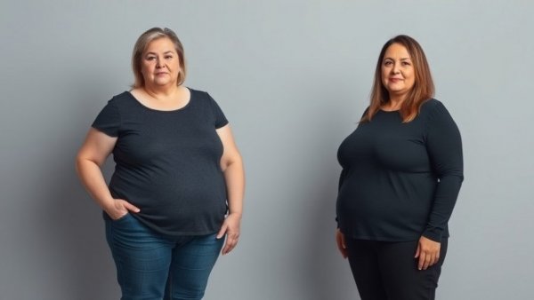 Two women depicting genetic predisposition to obesity.