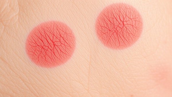 Close-up of skin with red patches showing CSU related condition.