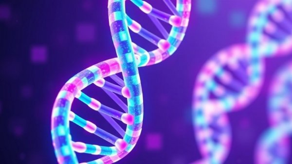 Abstract DNA helix art symbolizing CRISPR disease treatment.