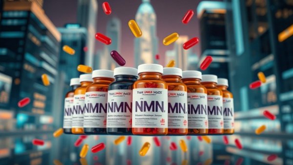 Best NMN Powders 2025: Assorted NMN supplement bottles floating in futuristic scene.