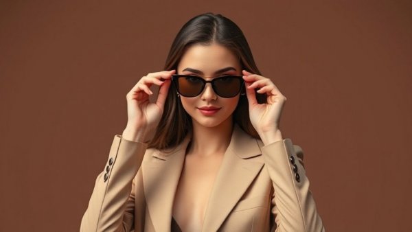 Fashionable woman adjusting sunglasses, showcasing Beauty and Fashion Trends 2026