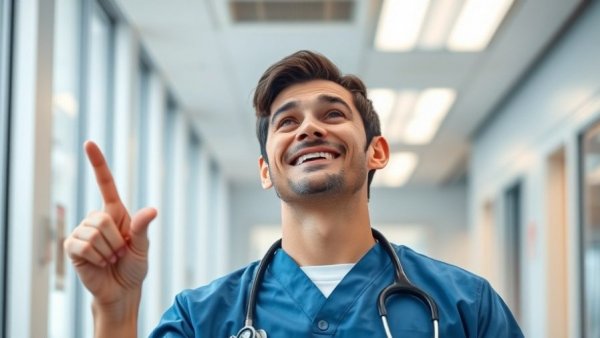 Friendly male doctor addressing misconceptions about doctors in hospital setting.