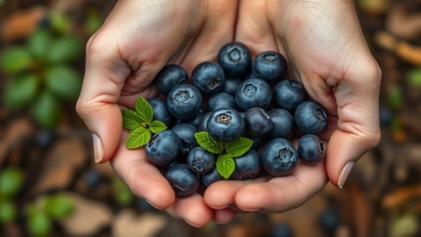 Hands holding blueberries, symbolizing ancestral approaches to detox.