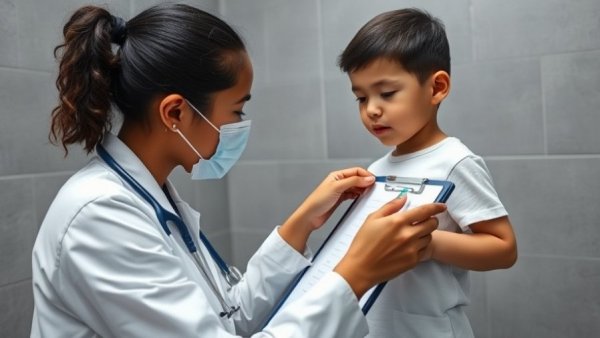 Healthcare professional assessing child for High-Intensity Interval Training.