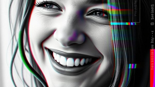 Artistic glitch effect on woman's photo, exploring health trends.