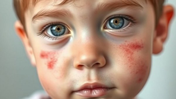 Close-up of a child's face with skin lesions related to Pediatric IBD skin infection risks.