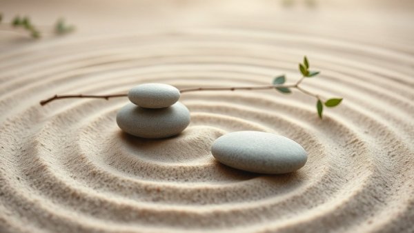 Zen stones on raked sand symbolizing balance, related to end-of-life care costs.