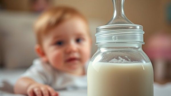 Baby bottle with milk; cereulide toxin health risks focus.