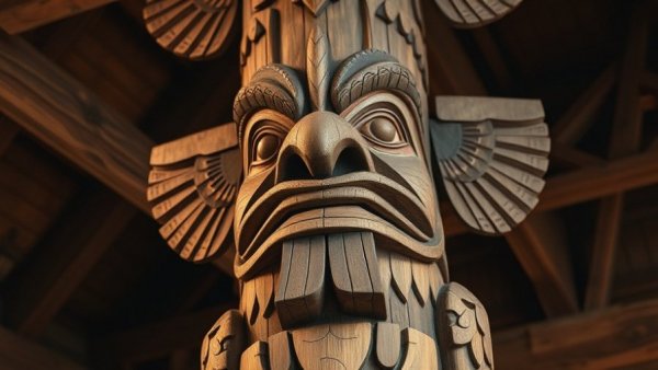 Traditional totem pole highlighting cultural heritage and symbolism.