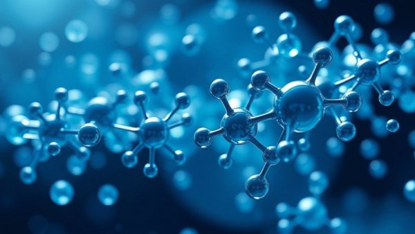 Futuristic molecular graphics illustrating Sermorelin Peptide Benefits.