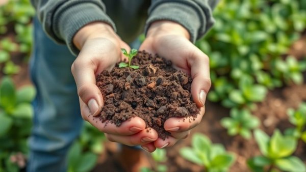 Rich soil held in hands, illustrating health benefits of regenerative agriculture.