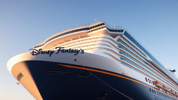 Disney Fantasy cruise ship exterior under blue sky