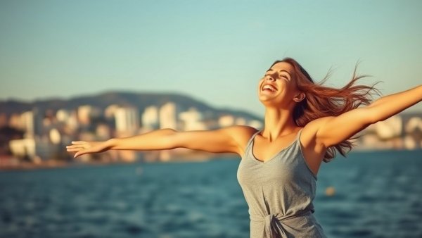 Young woman embracing freedom by the sea, Stop Living on Autopilot