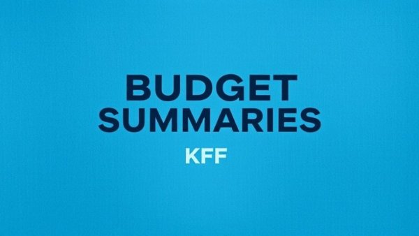 Bold graphic text reading 'BUDGET SUMMARIES KFF' on blue.