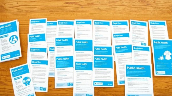 Local public health initiatives pamphlets arranged on wood surface.