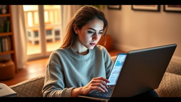Healthy But Still Sick concept with woman viewing health data on laptop.