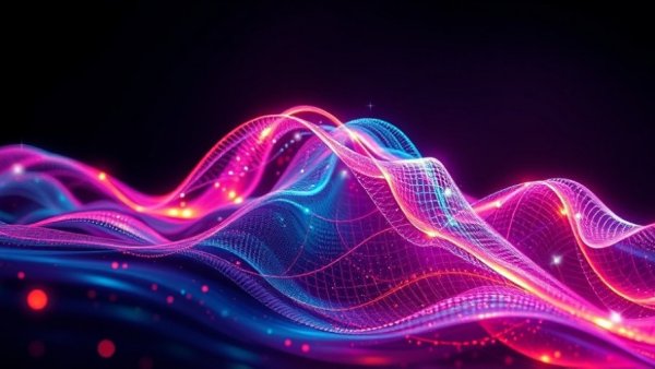 Abstract waves illustrating DSIP peptide benefits in vibrant colors.