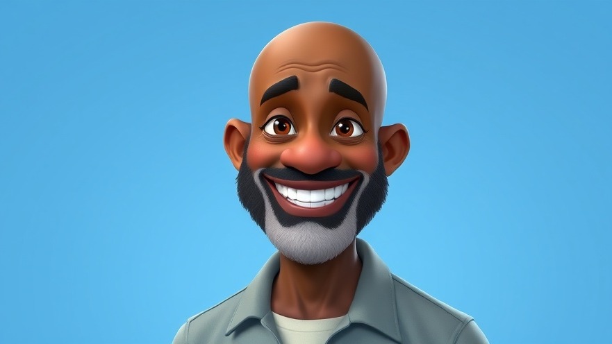 Cartoon illustration of an older man smiling, vector art.