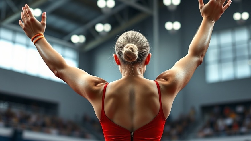 Blond gymnast celebrating a successful vault, embodying athlete resilience in her fitness journey.