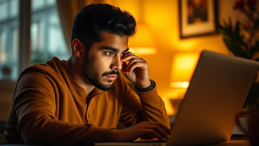 Focused hispanic man working on laptop, seeking cognitive enhancement in cozy lighting.
