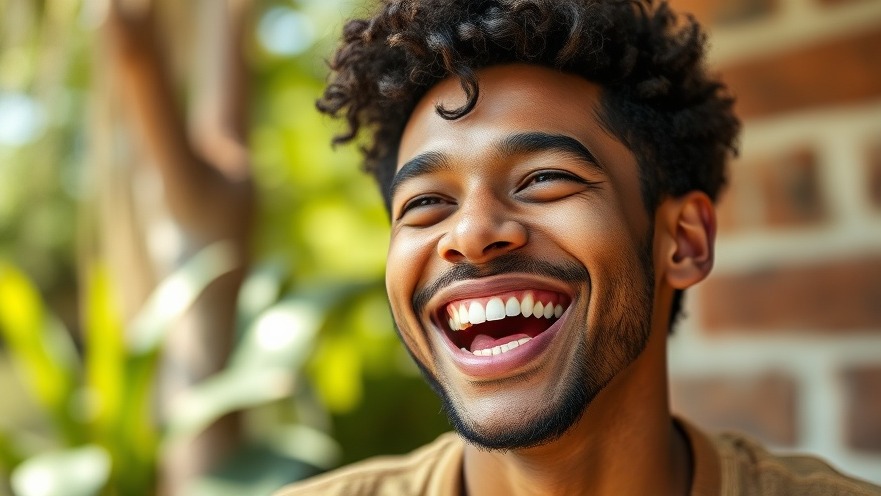 Cheerful young man laughing, embodying healthcare humor in a vibrant, lifelike scene.