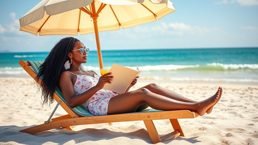 Black woman practicing mindfulness on the beach, enjoying a digital detox.