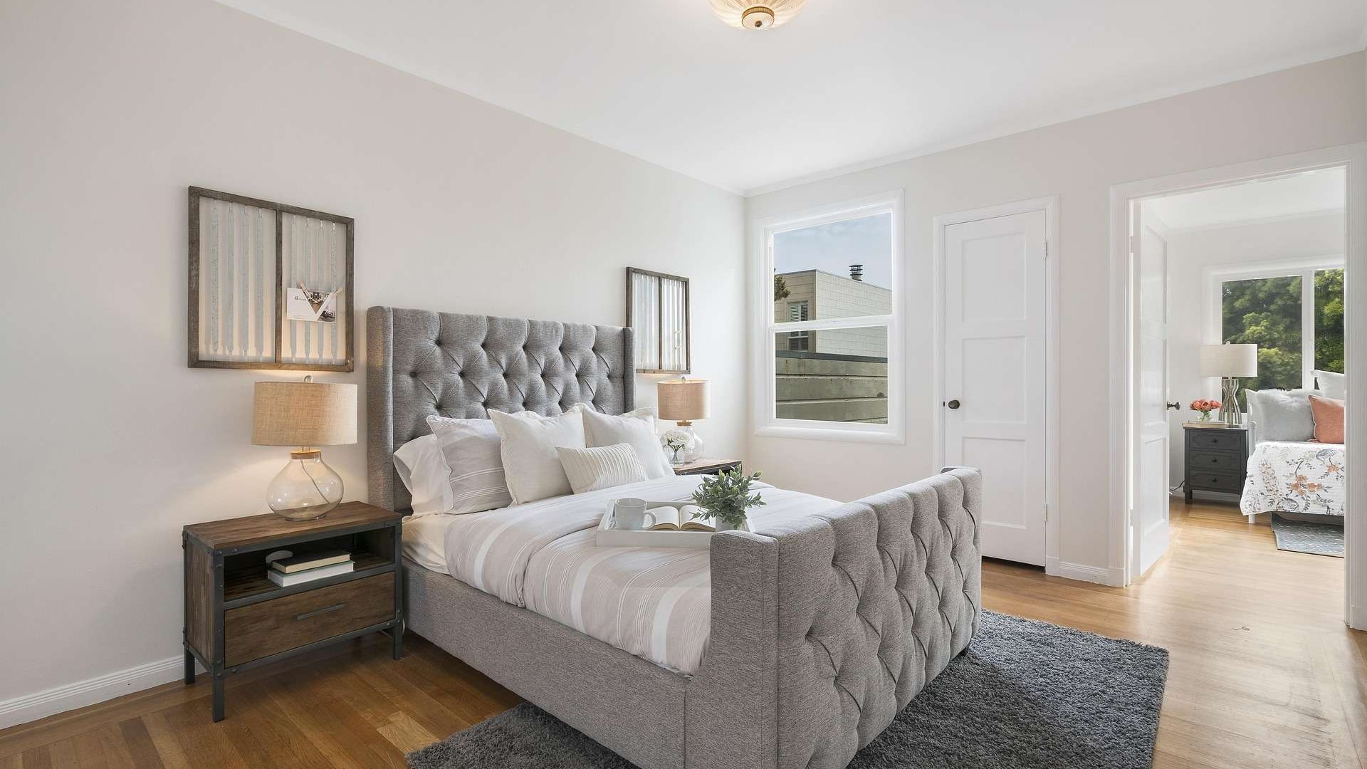 Clean Bedroom - from lamps and windows to the floor and bedding changed