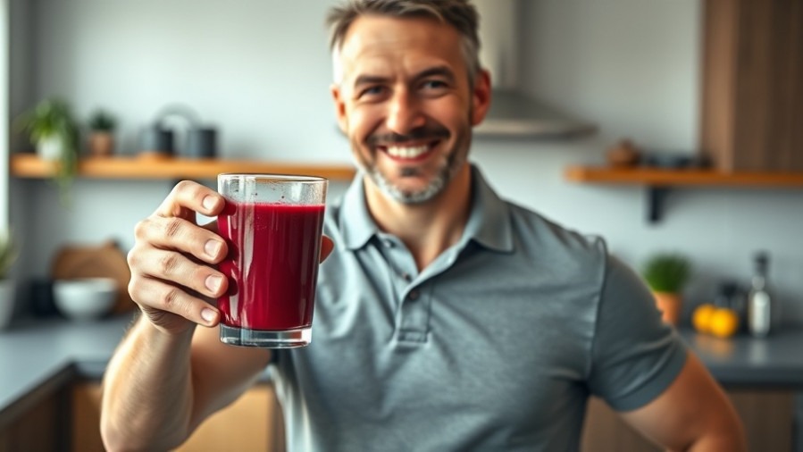 Fit man enjoying a fitness smoothie, promoting a health lifestyle in a modern kitchen.