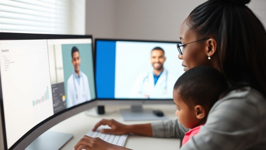 Mother and child engaging in pediatric care with an online doctor, promoting child health.