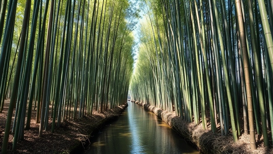 Serene stream framed by tall bamboo in Kyoto, highlighting benefits of experiencing nature.