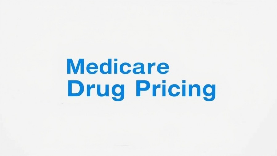 Medicare drug pricing displayed in minimalistic design with sharp contrast.