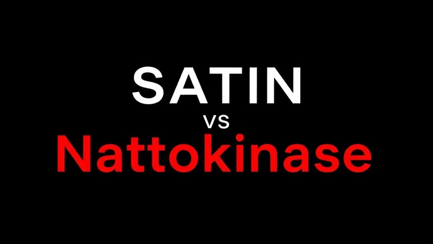 Bold minimalist design comparing statins and nattokinase for heart health.