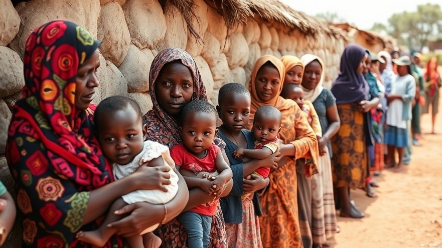 Black mothers and children waiting for medical treatment, highlighting global health funding.