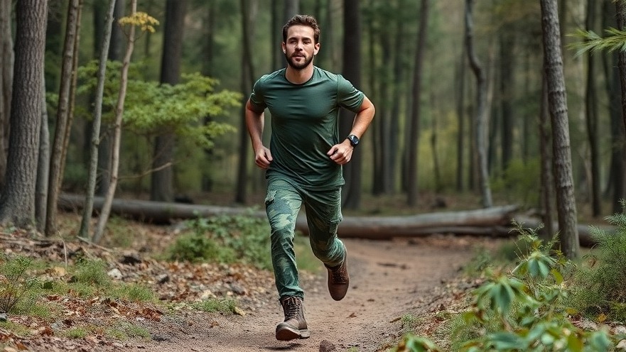 Man in army gear running on a trail, promoting military readiness and fitness strategies.