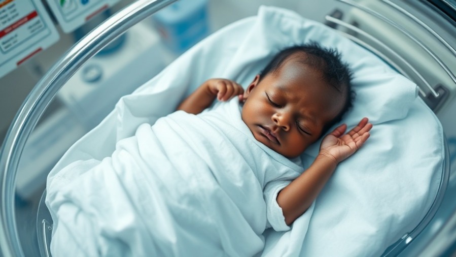 Photorealistic newborn in hospital bassinet promoting RSV immunization and infant health.