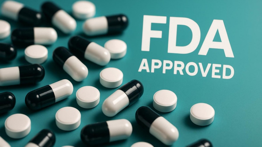 Vibrant capsules and tablets symbolizing Chronic Lymphocytic Leukemia drug approval.