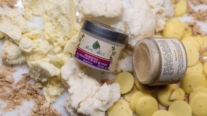 Natural shea butter, mango butter, cocoa butter and kokum butters safe natural skincare ingredients