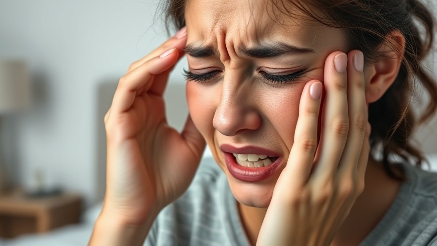 Young woman with facial pain due to trigeminal neuralgia, expressing discomfort.