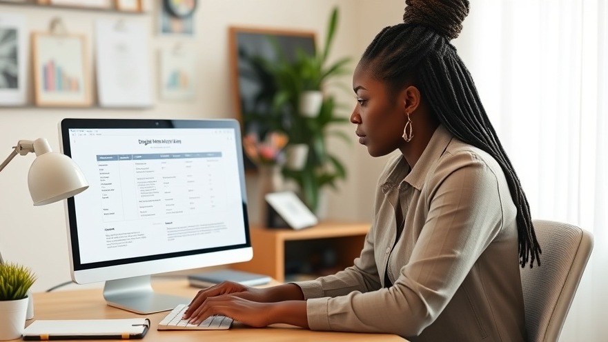 Female black small business owner reviewing a digital marketing plan on her computer