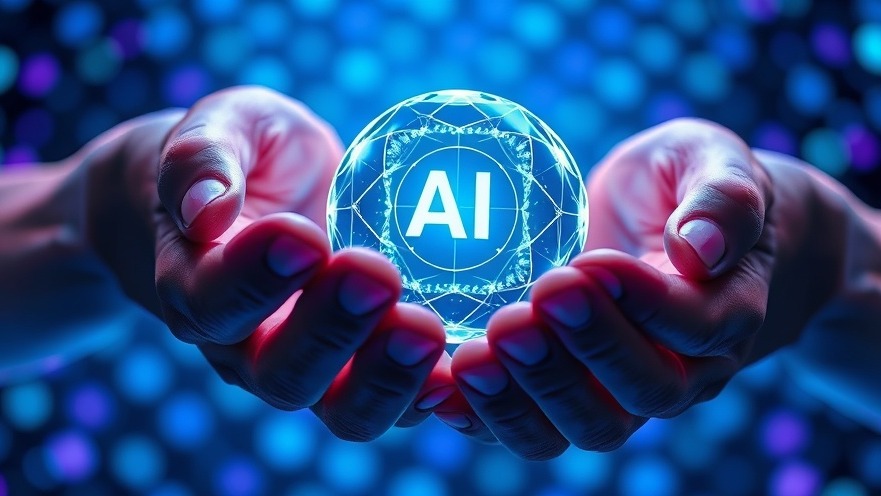 Futuristic hands holding glowing AI orb, symbolizing AI in healthcare with vibrant colors.