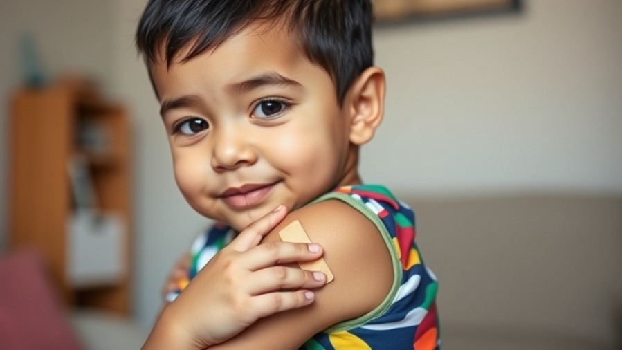 Child with band-aid on arm, illustrating COVID-19 vaccine safety and child health.