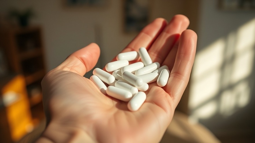 Close-up of white capsules promoting gut healing and digestive health benefits.