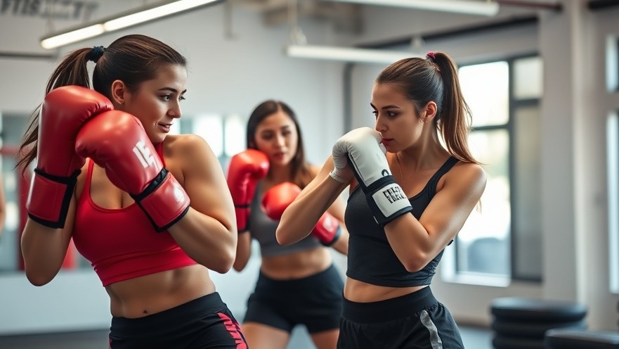 Young women in a kickboxing class, exploring joyful movement and wellness.