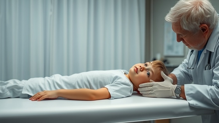 Concerned young boy examined for pediatric antibiotic treatment in a calm clinical setting.